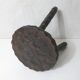 vintage brutalist solid oak tripod stool