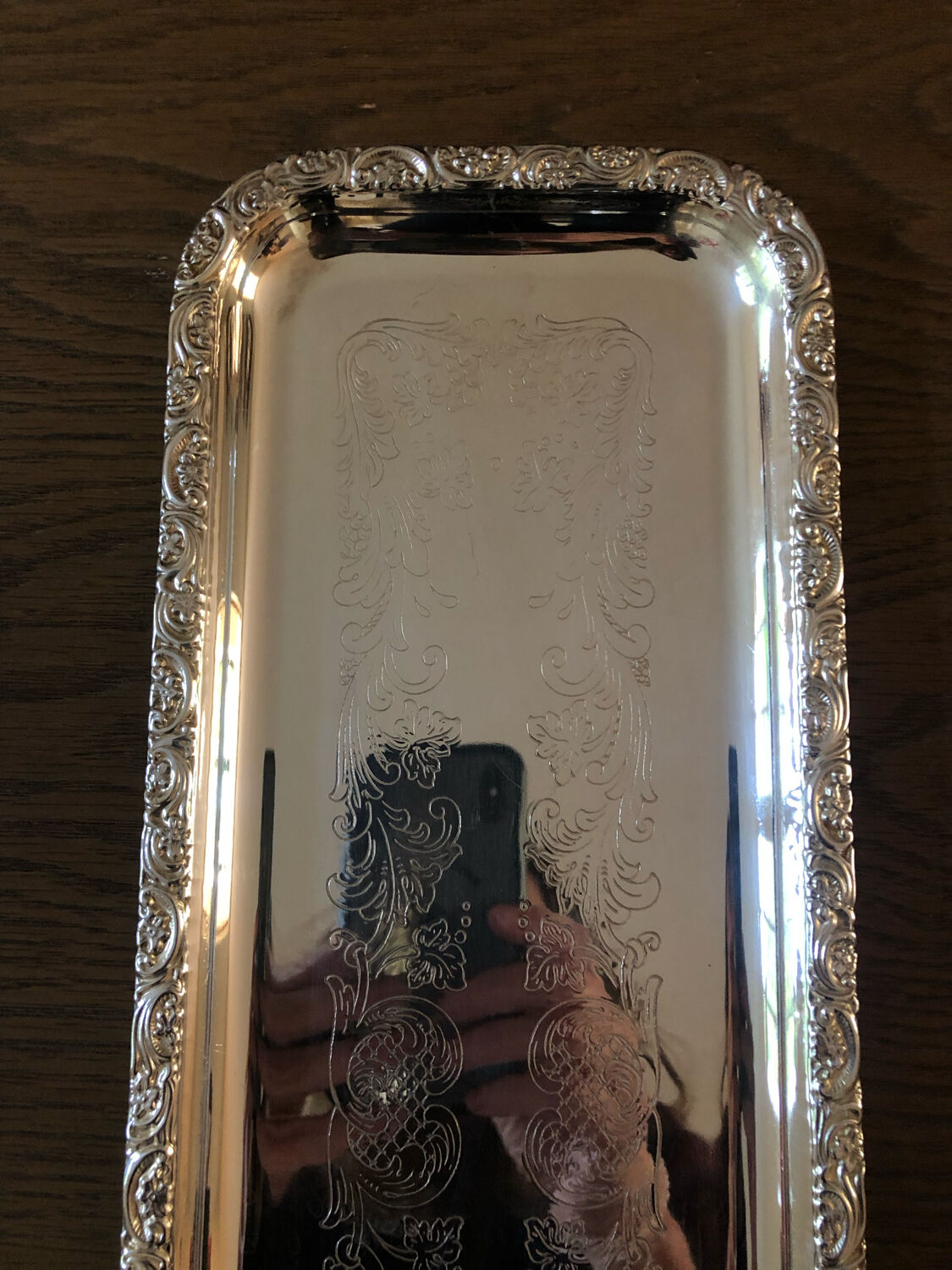 Silver metal cake dish
