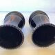 Paire de petits vases opaline noire peinte