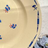 Large vintage K&G Luneville porcelain dish "Flore" 1950s small blue flowers