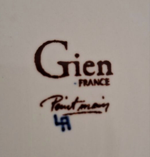Cache-pot Faïence de Gien - Décor Pivoines - Peint main - Certificat d