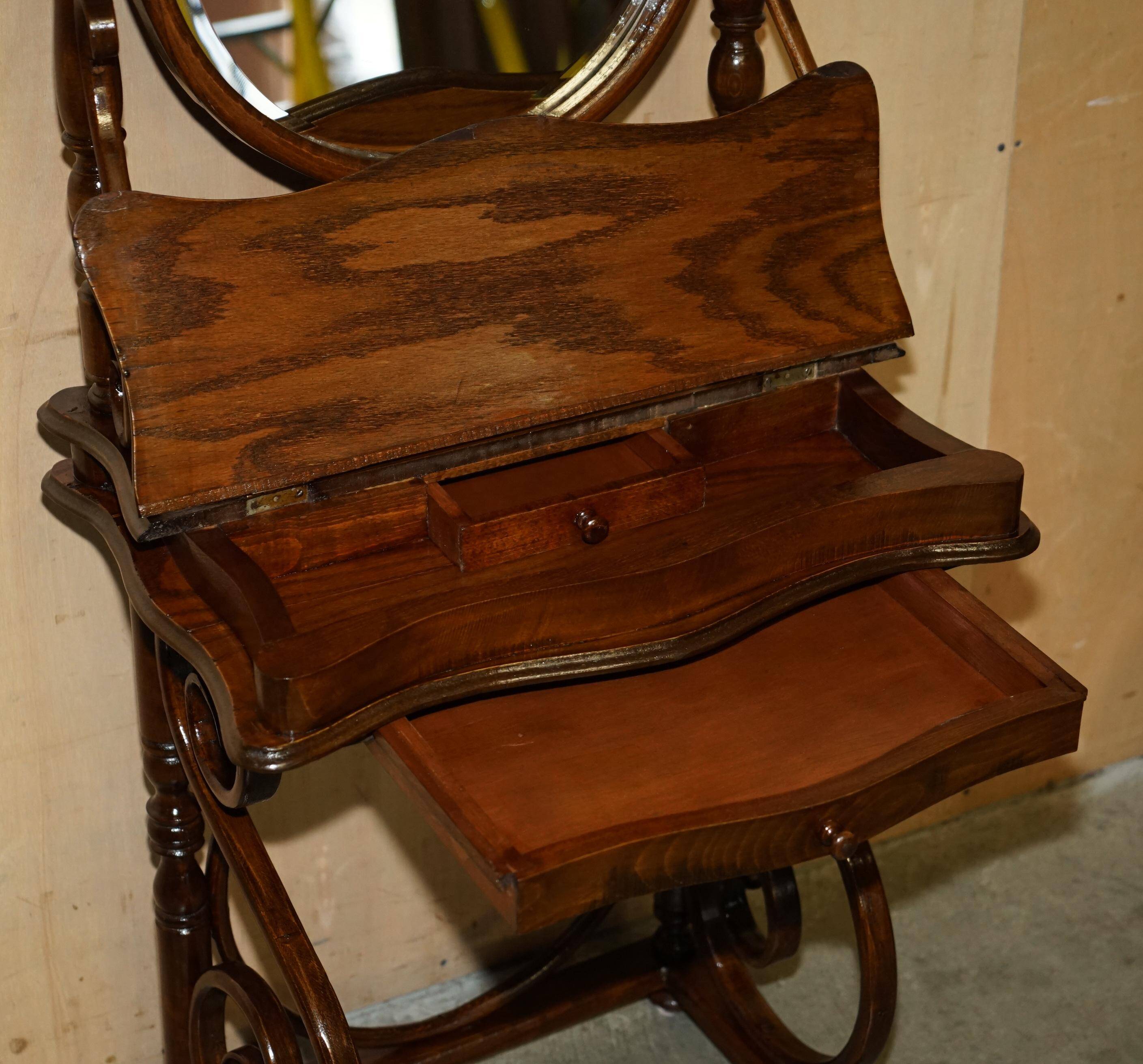 Victorian Thonet dressing table in bent wood with adjustable stool.