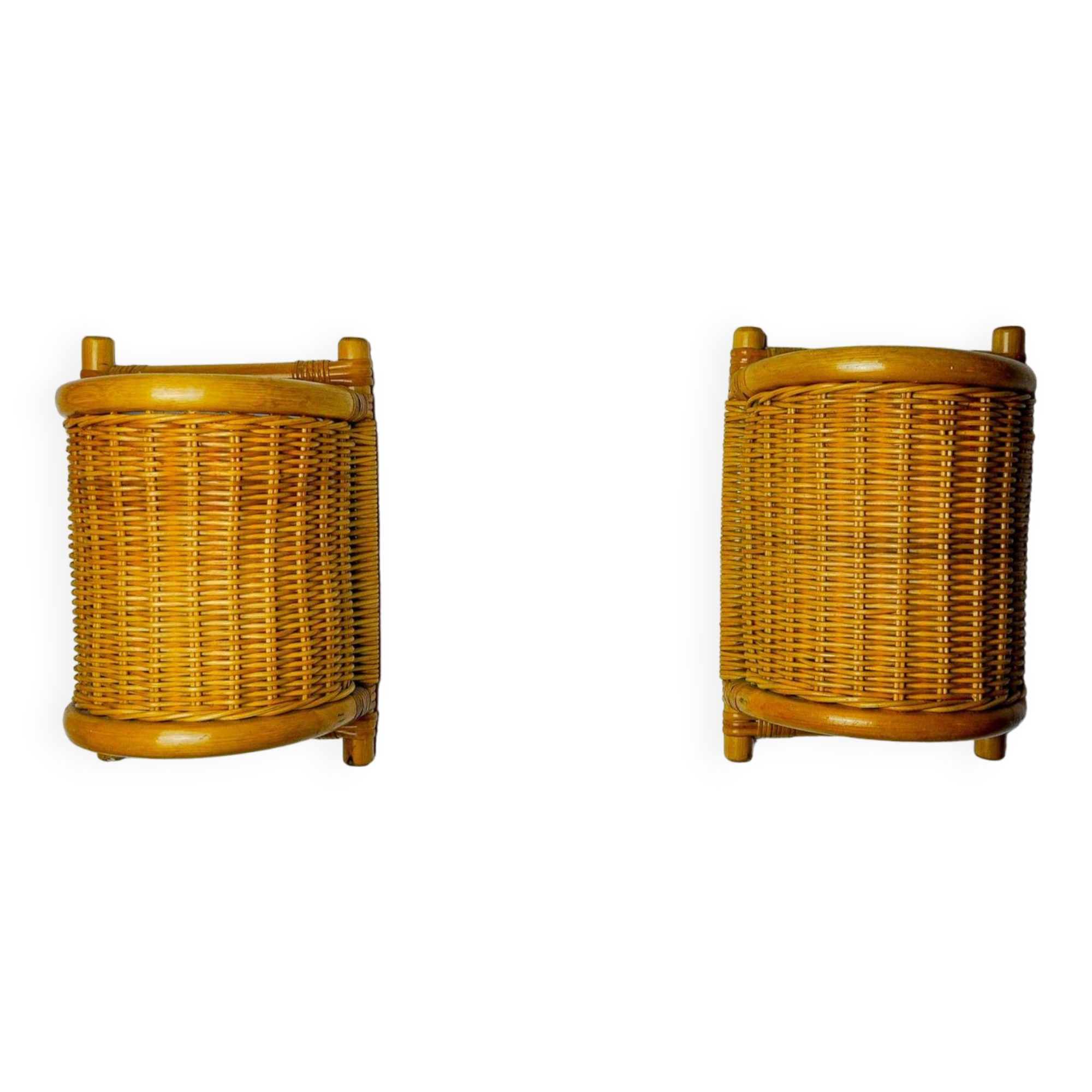 Pair of rattan sconces, France, 1960