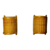 Pair of rattan sconces, France, 1960