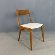 Alfred Christensen Danish oak "Boomerang" chairs set of 6 boucle fabric