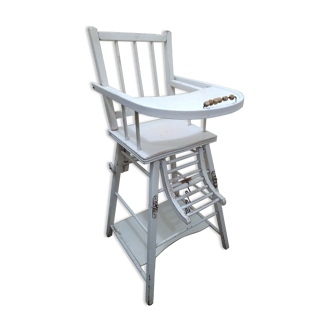 Chaise bébé en bois blanc pliable