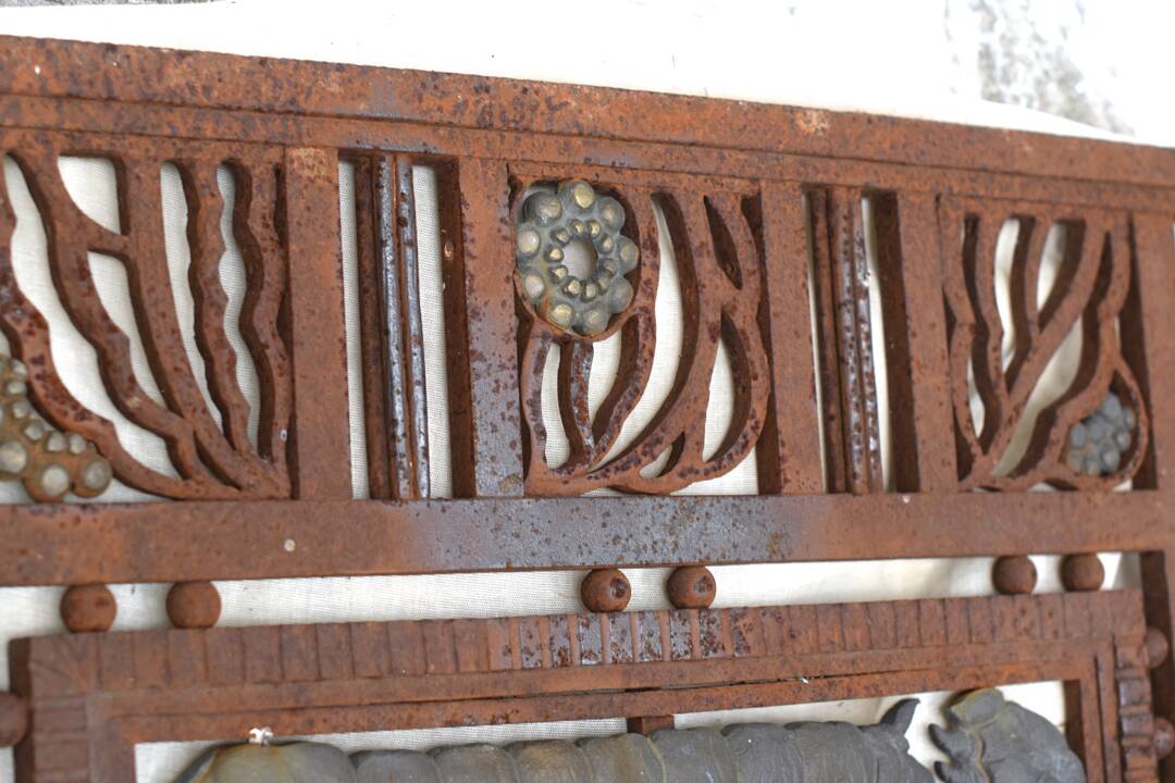 Metal and bronze ironwork entrance door Charles Piguet Lyon 1919