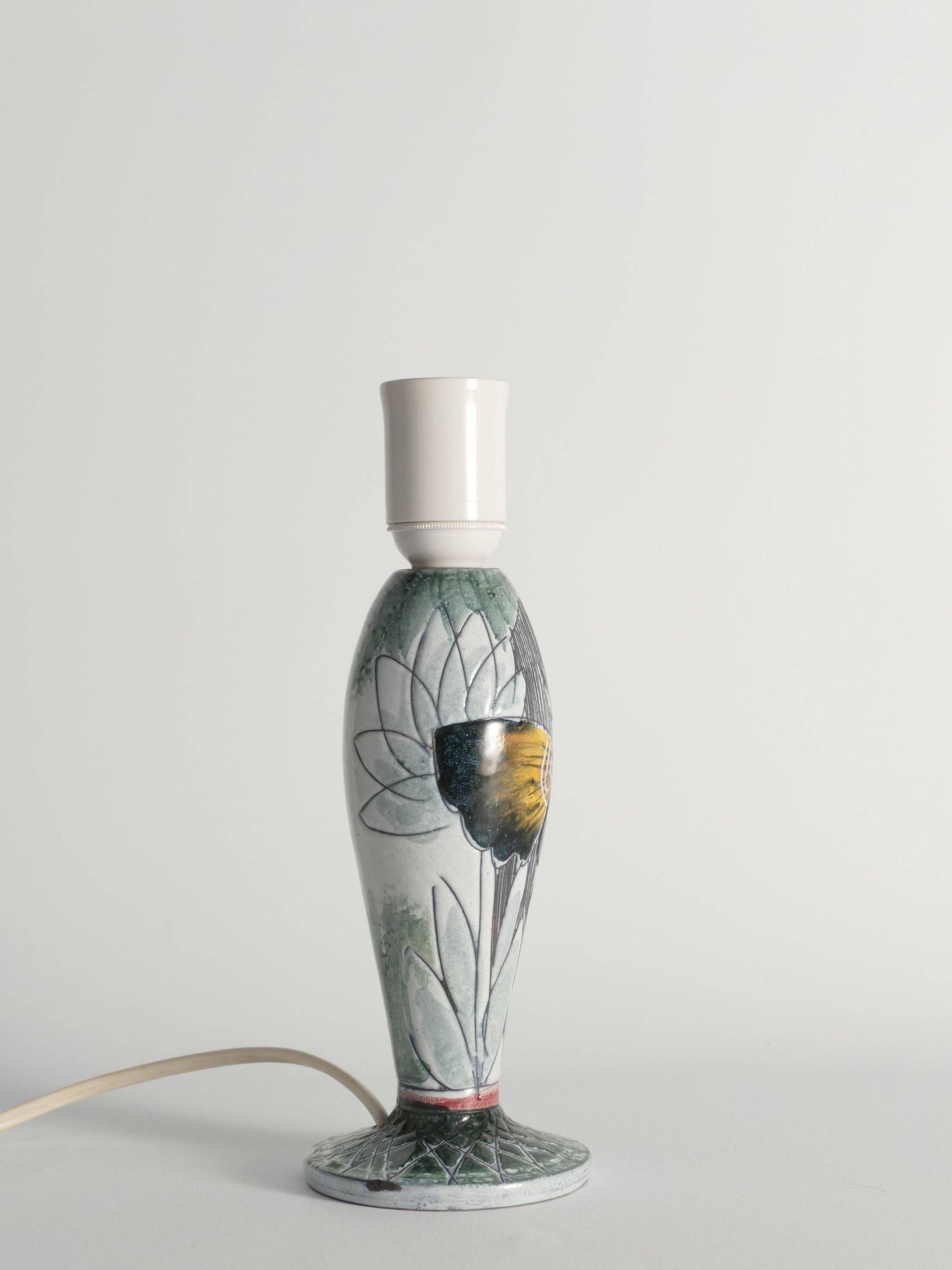 Scandinavian Modern Ceramic Butterfly Motif Table Lamp by Tilgmans, Sweden 1960