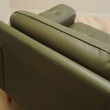 Canapé en cuir vert, design danois, années 1970, production : Danemark