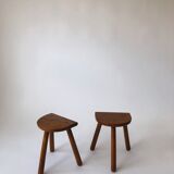 Paire tabourets de ferme tripodes vintage