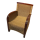 Fauteuil en rotin marron et doré
