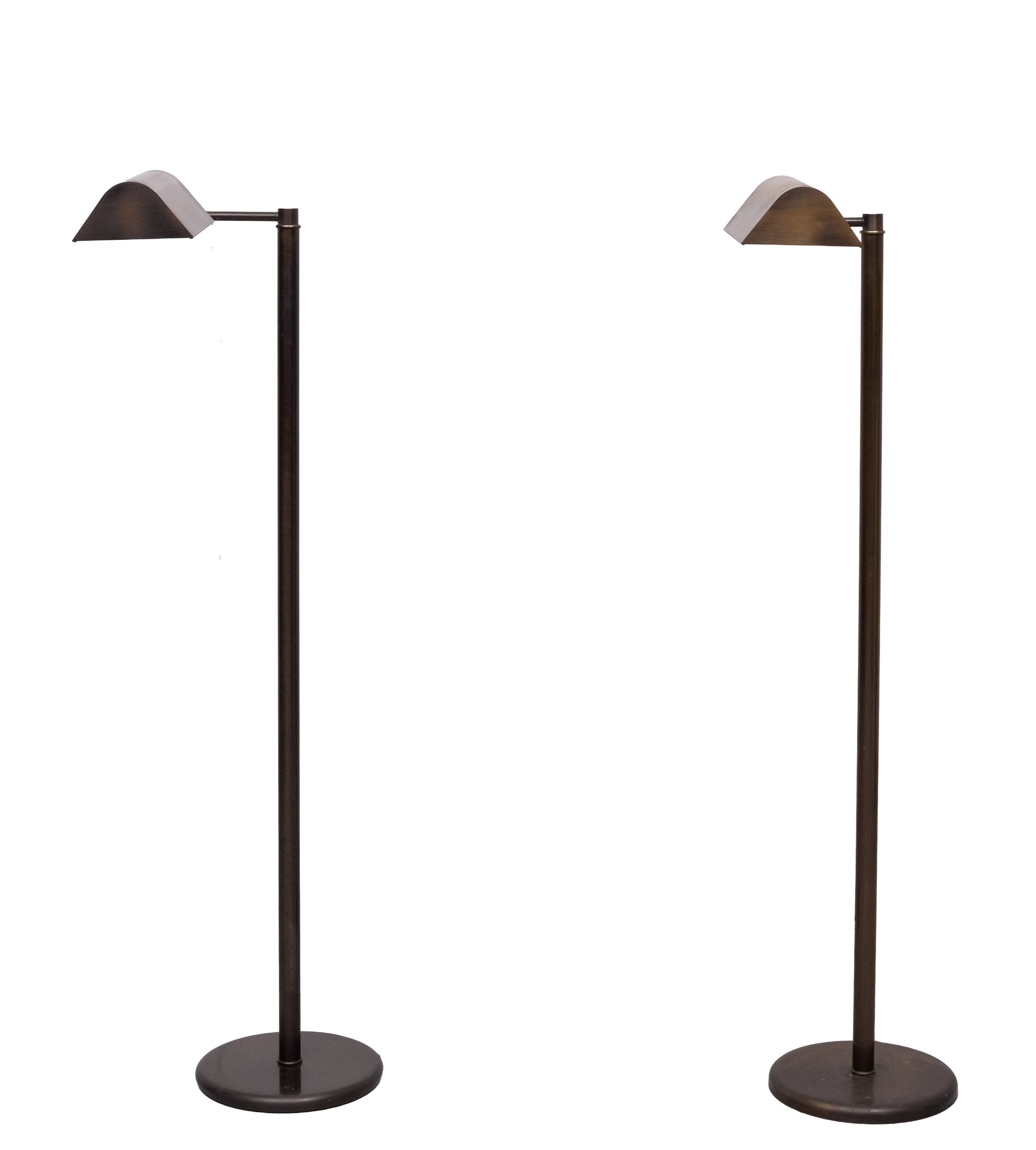 Pair Bronze Swing Arm Library Floor lamps 1970s Germany