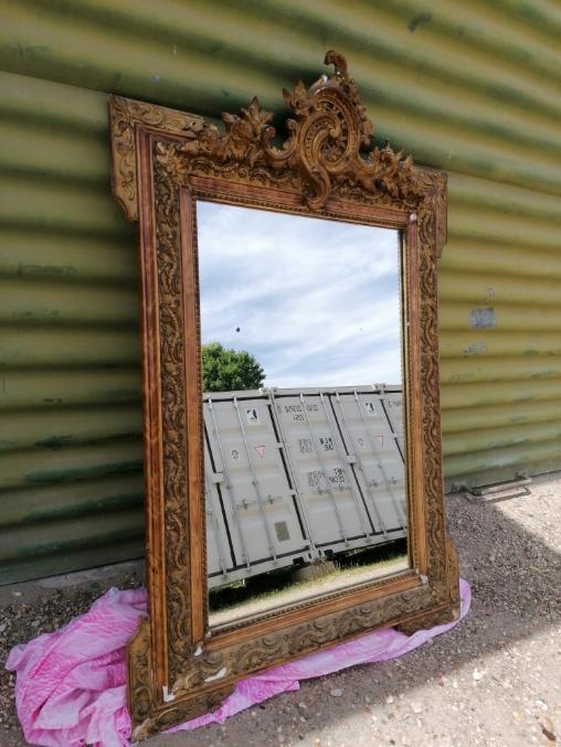 Large old louis XVI style mirror / golden stucco 73x97cm