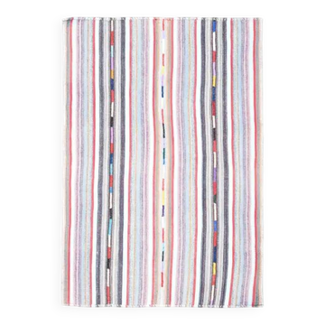 Tapis de sol vintage turc Oushak fait main en laine et coton blanc des années 1970 176x250