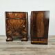 Art Decò bedside tables in walnut burl with brass knobs