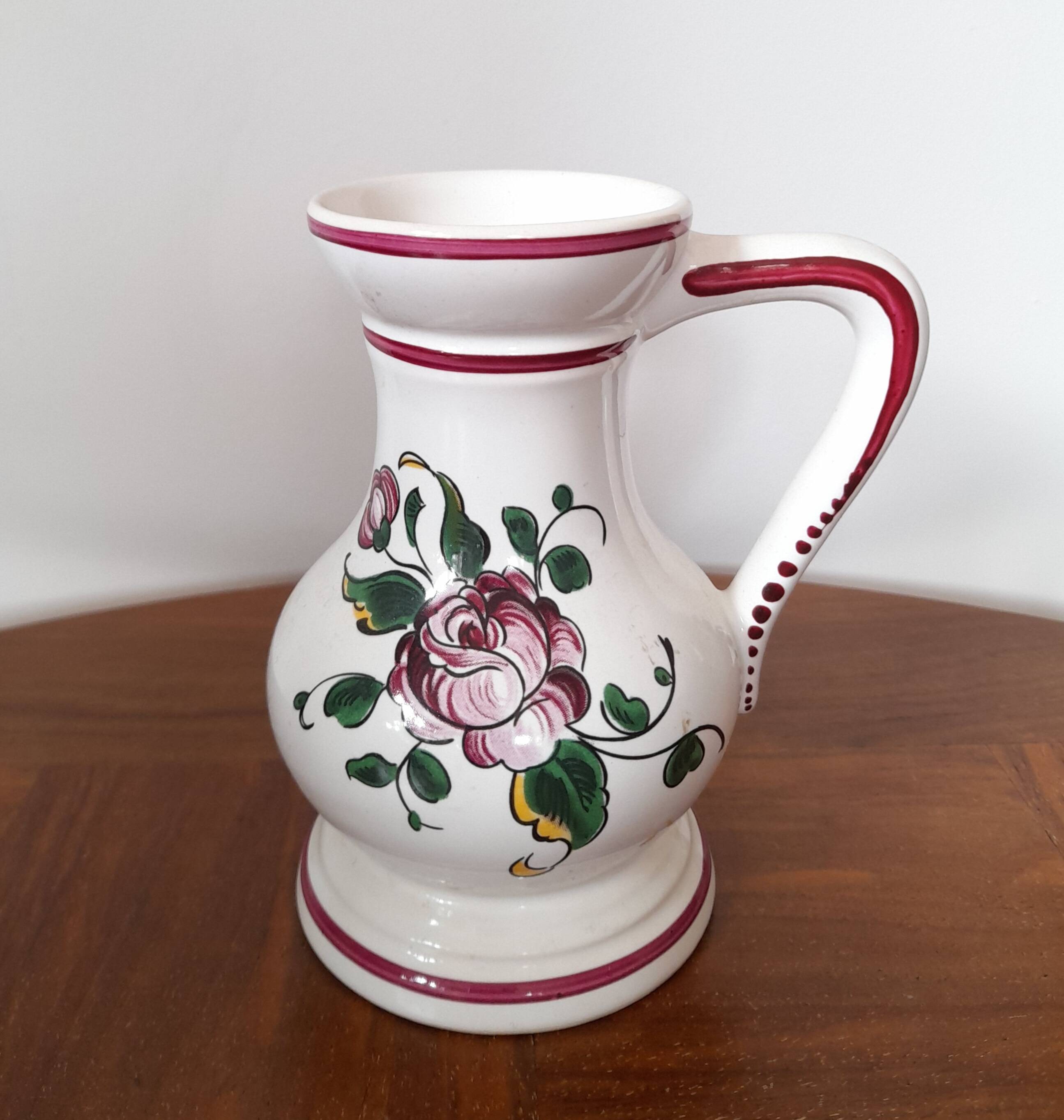 Vintage earthenware vase with floral decoration, Strasbourg