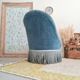 Fauteuil crapaud velours bleu avec franges