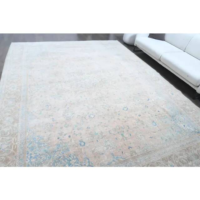 1970s Vintage Persian Handmade Wool Cotton Light Brown Area Rug 284x380
