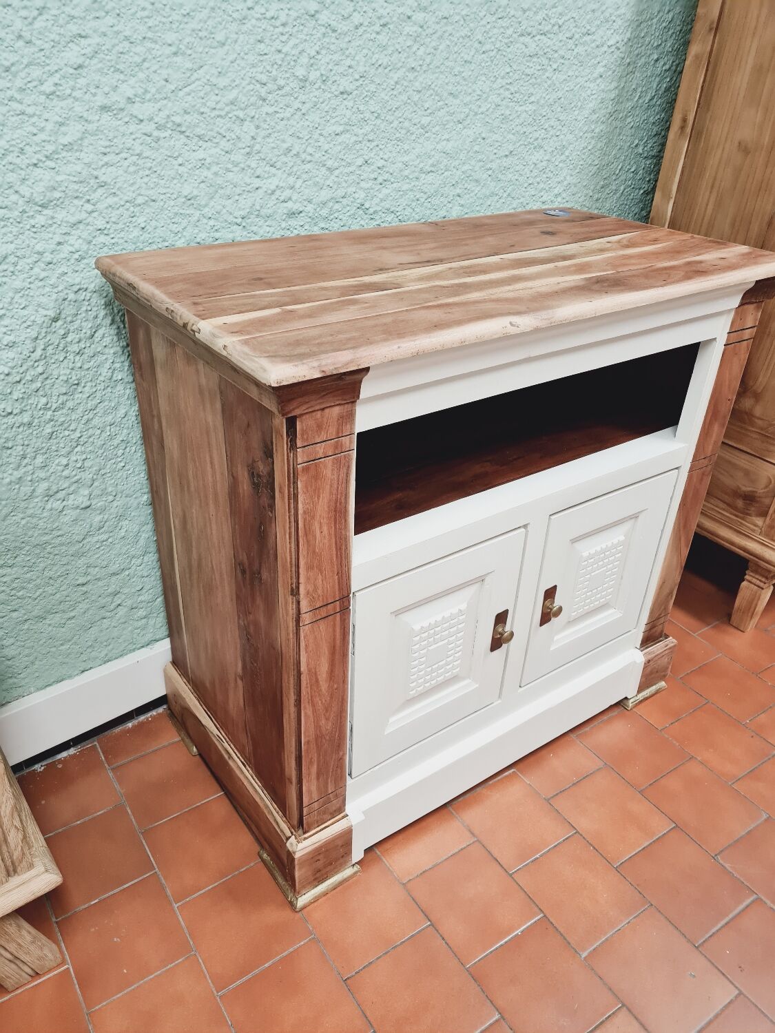 Meuble Cave à Vin En Bois Massif Chêne – 4 Portes, Tiroirs, étagère, Fait Main