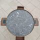 Gray marble mahogany pedestal table and brass gallery