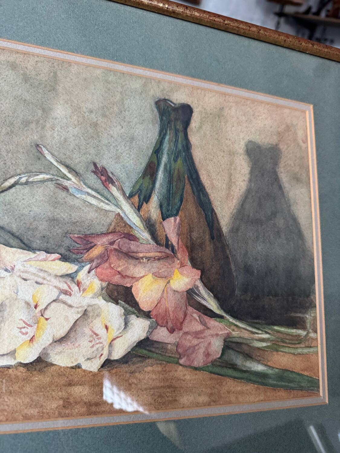 Aquarelle nature morte florale ancienne