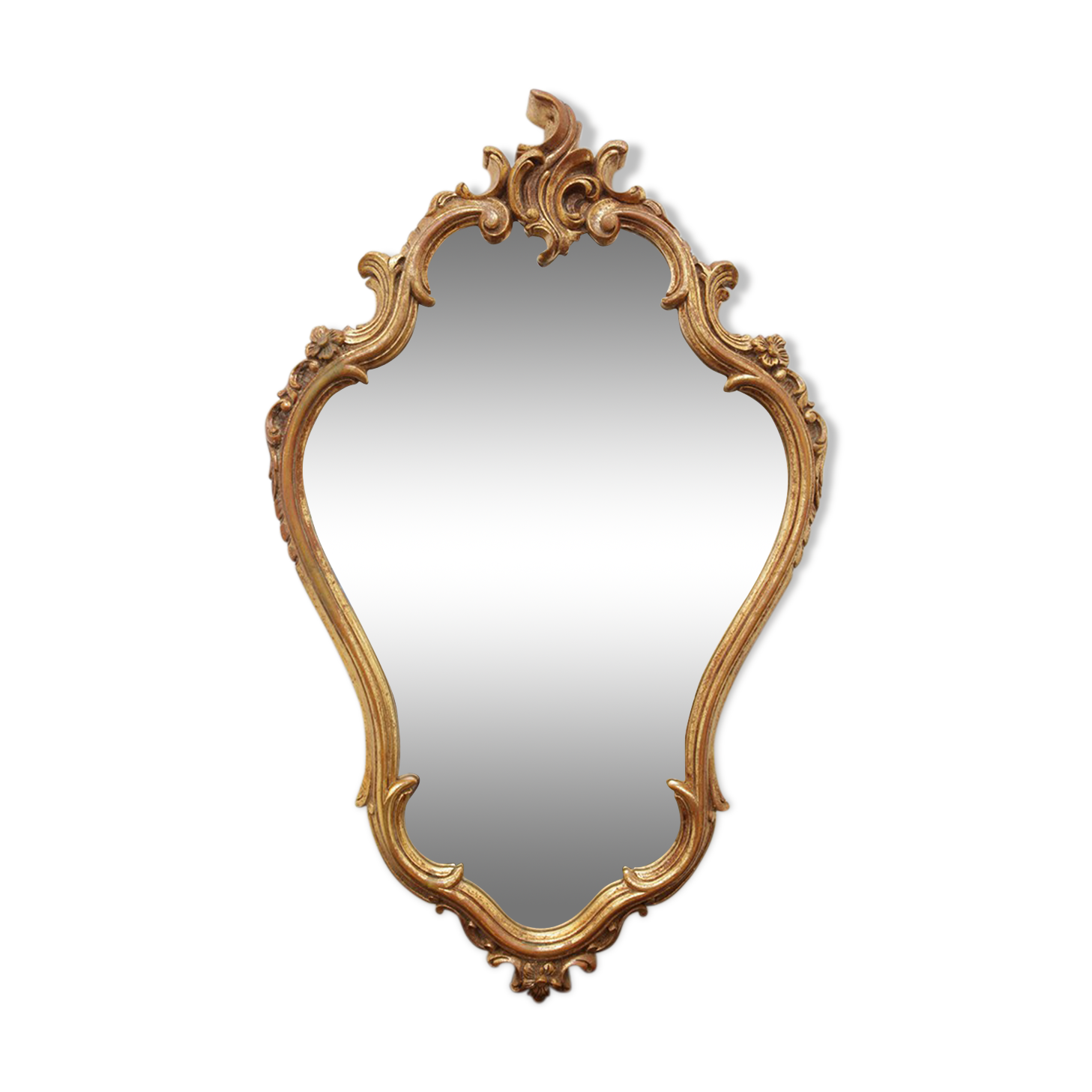Miroir rocaille doré à la feuille d’or 43x70cm