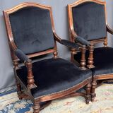Pair of antique Louis XVI style armchairs. Rosewood.