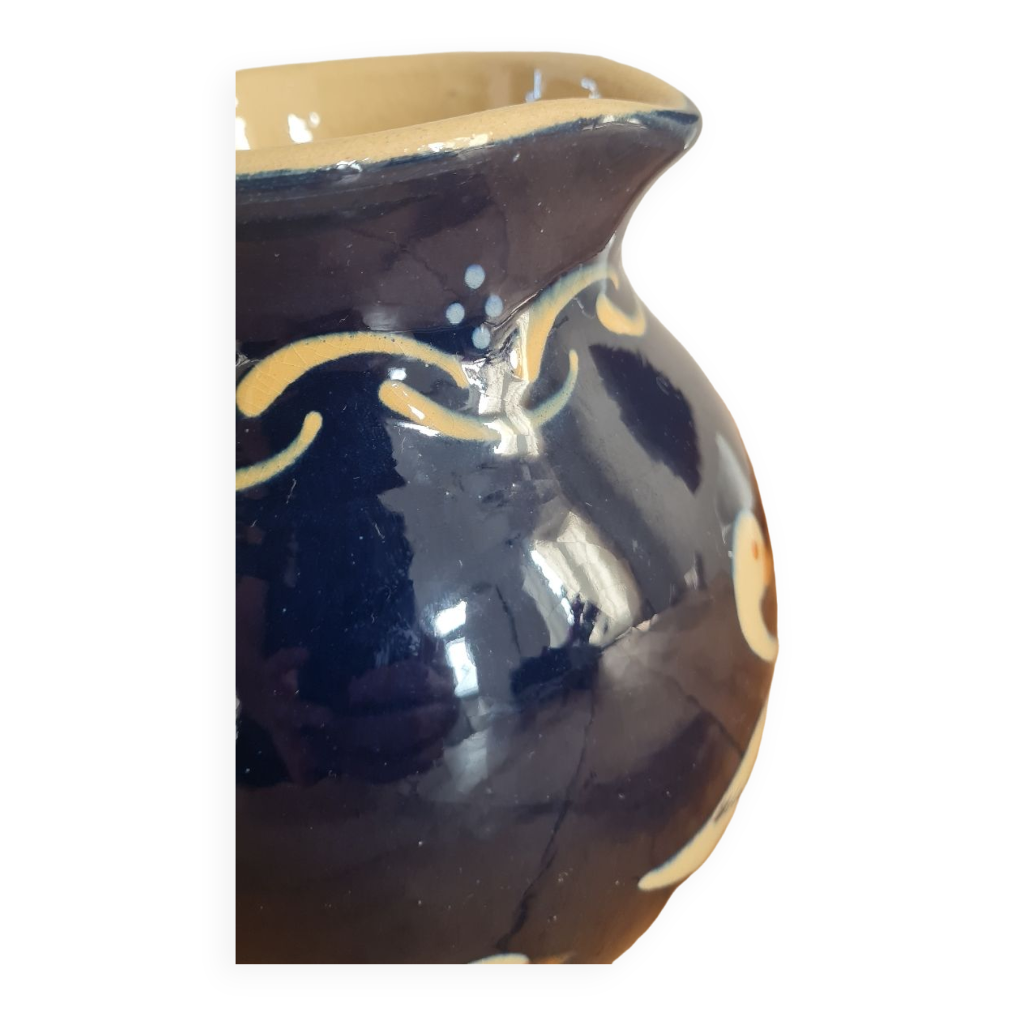 Alsace enamelled stoneware pitcher