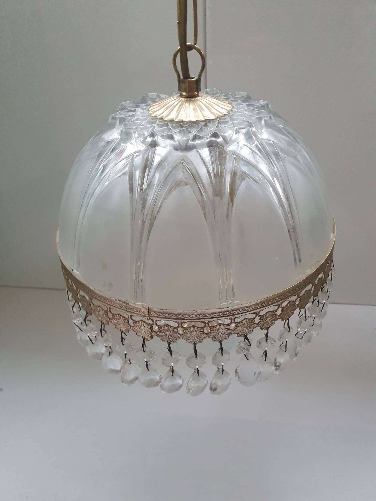 Large vintage ball chandelier with tassels