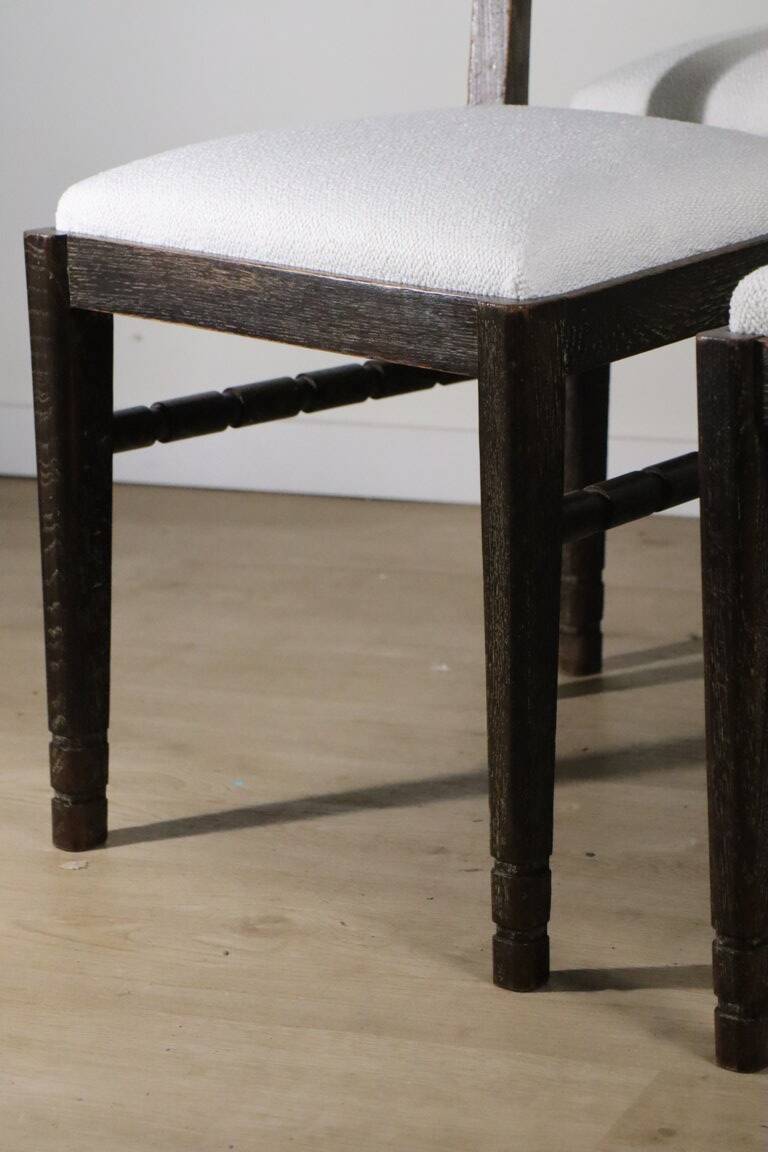 Set of 4 modernist chairs in oak and bouclé fabric, 1940