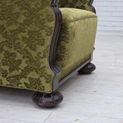 1950s, Danish relax chair, furniture velour, oak wood.