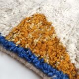 Moroccan berber carpet beni ouarain unbleached with colorful patterns 207x166cm