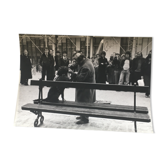 Photo 80s. Contemporary art dog clown Beaubourg