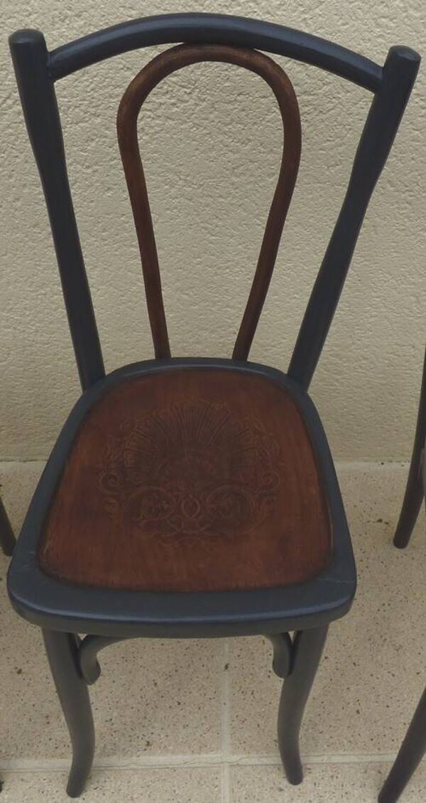 4 chaises bistrot anciennes Luterma avec assises à dessin –Totalement relookées