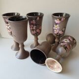 Set of 6 ceramic wine glasses Signed Vallauris Moby Jo's (By Marius Musarra
