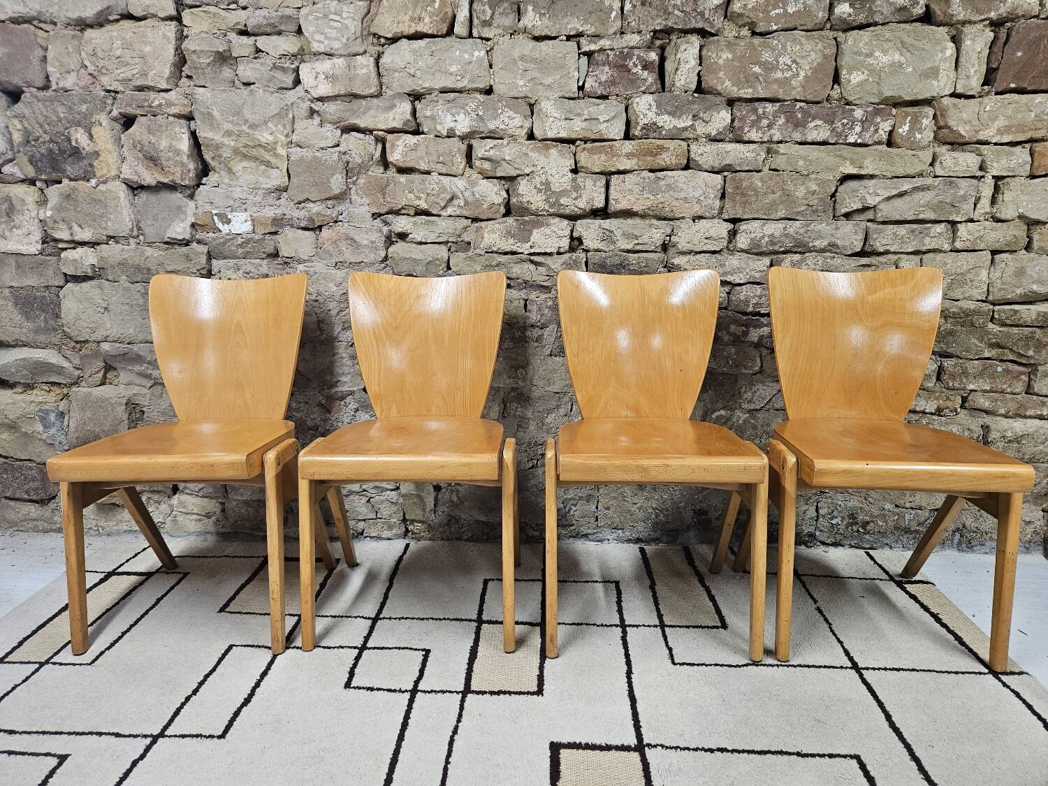Set of 4 vintage 1960s bistro chairs