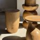 Stool, side table, end table in solid suar wood spheres H50 D39