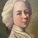 Portrait ancien français non signé d'un jeune homme tenant une lettre, encadré