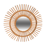 Sun-shaped rattan mirror