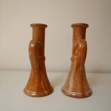 Set of 2 sandstone candle holders