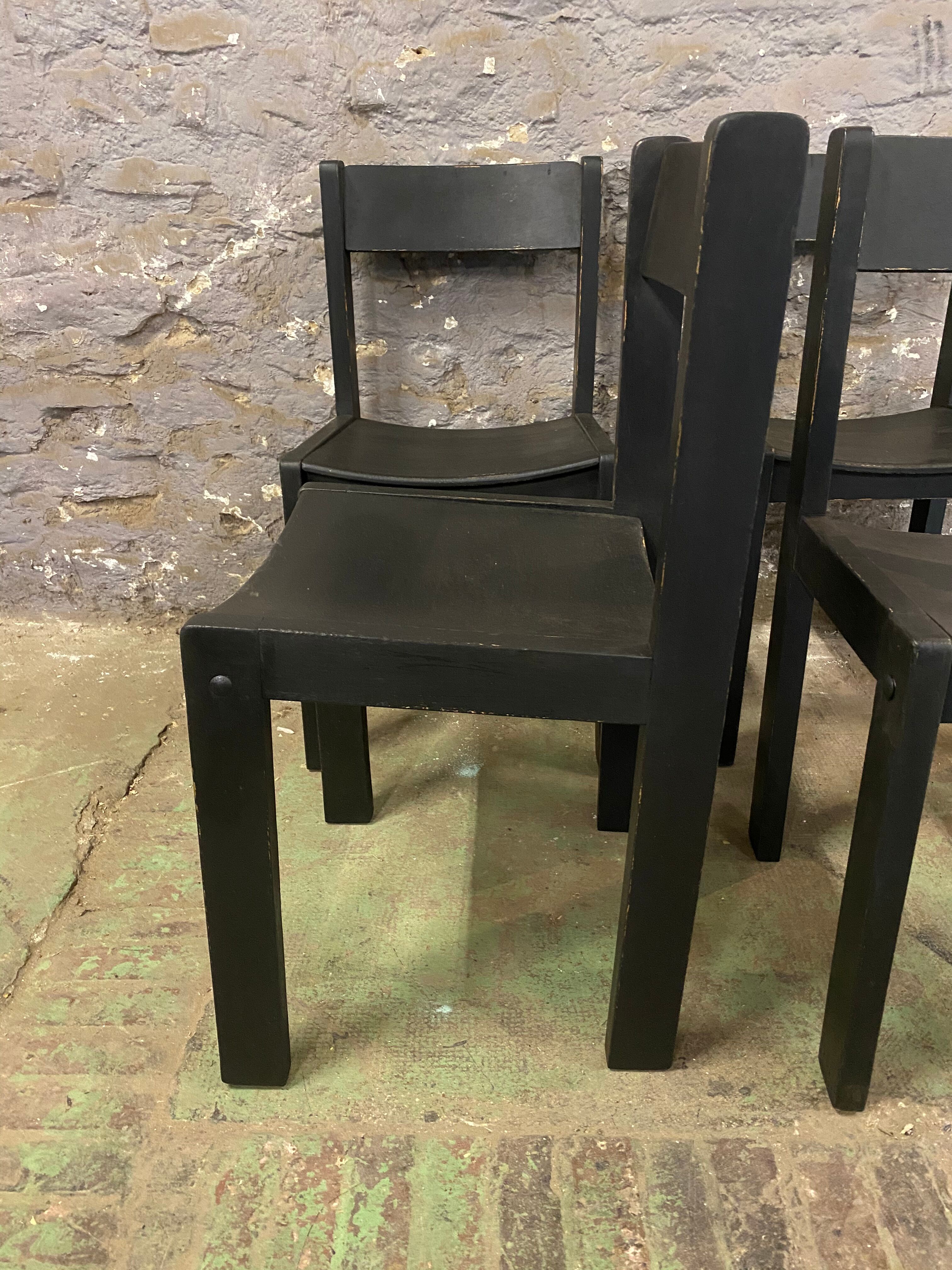 4 vintage 1960 black chairs