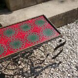 Art Deco coffee table in wrought iron and ceramic