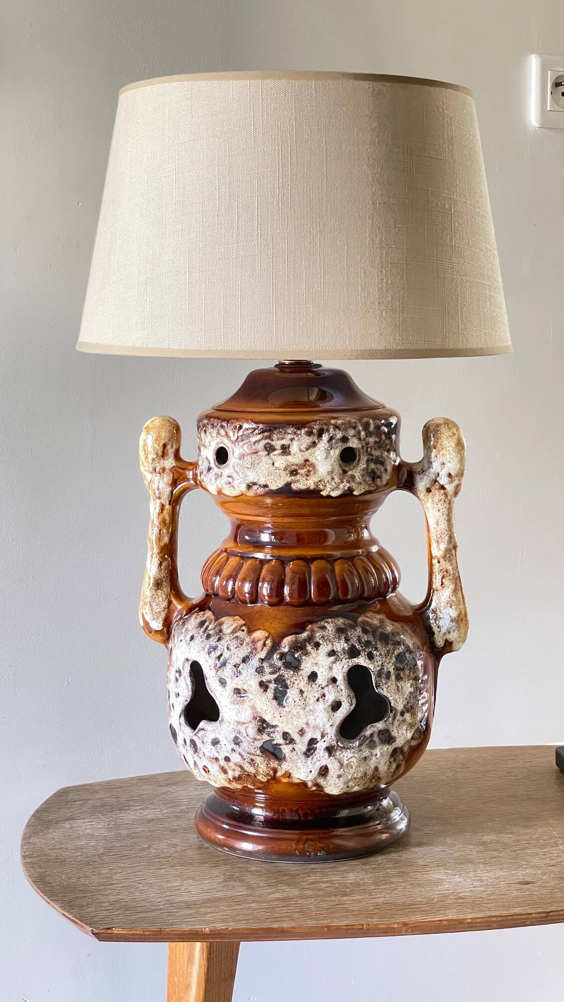 Lamp ceramic fat lava double lighting 70s