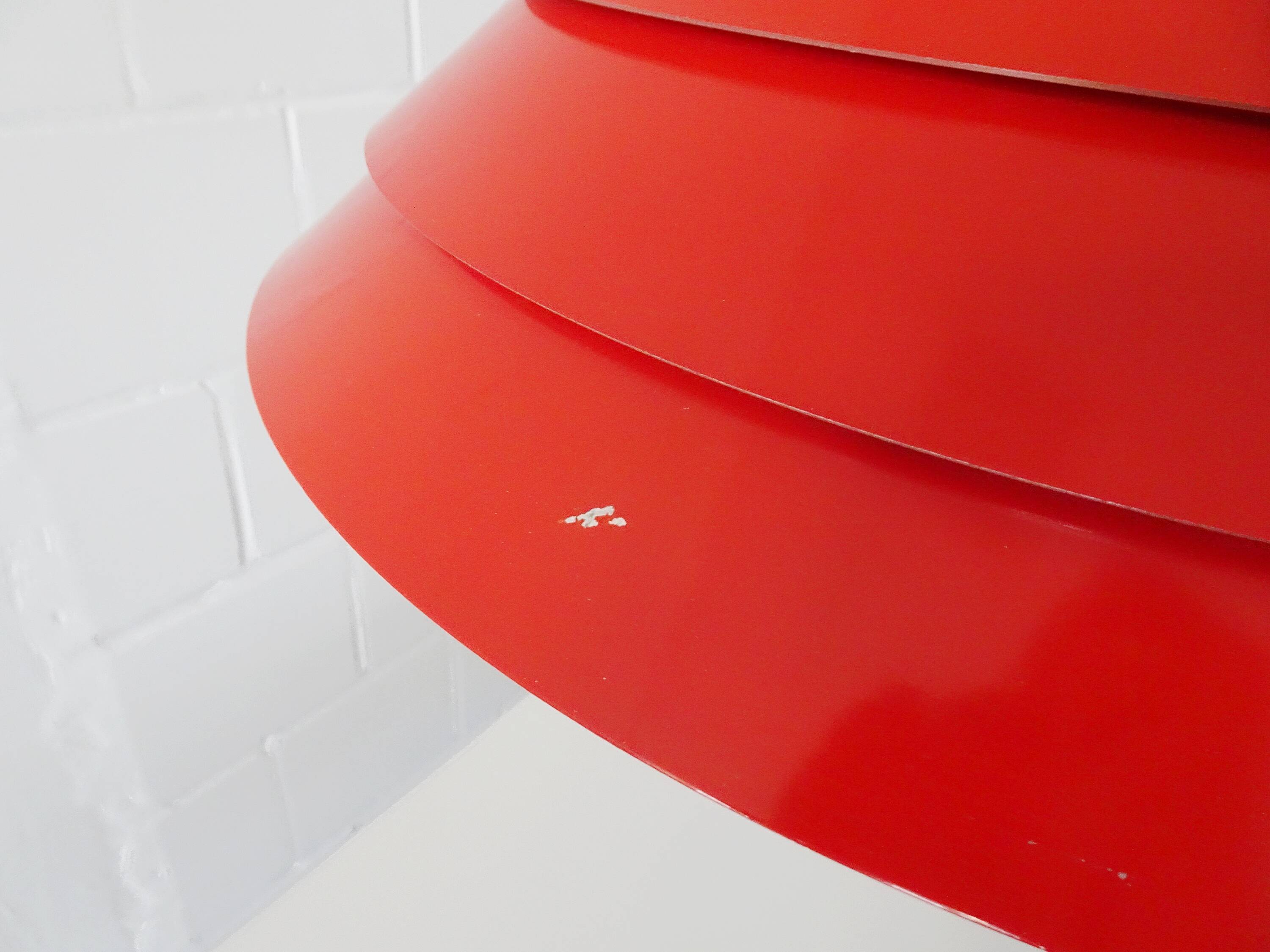 Metal hanging lamp red Mid Century Scandinavian design, pendant light