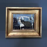 Tableau early 20th century "The Letter" signed JJB