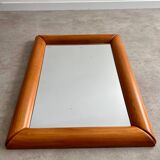 Old mirror in solid elm design from the 70s vintage brutalist style