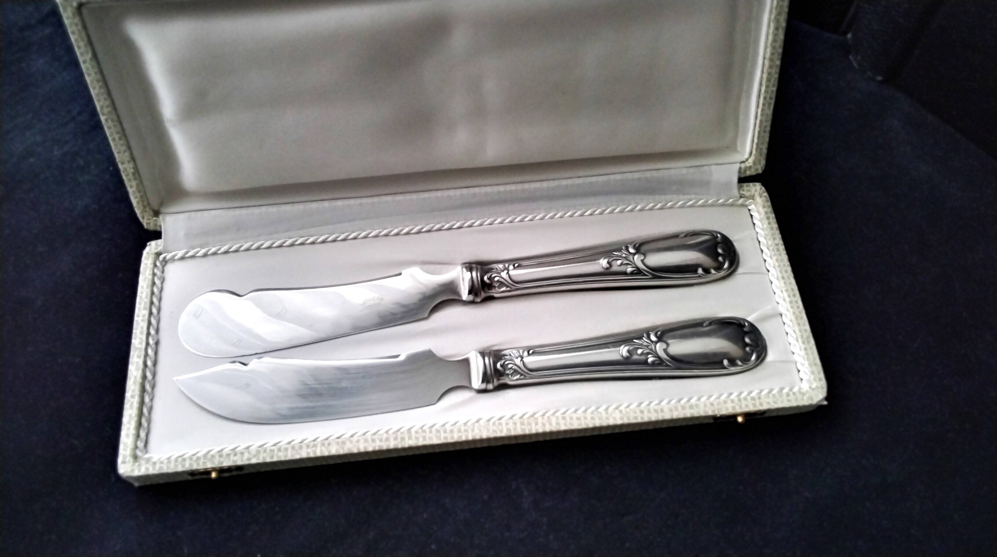 Set of 2 silver-plated and stainless steel Nogent serving knives