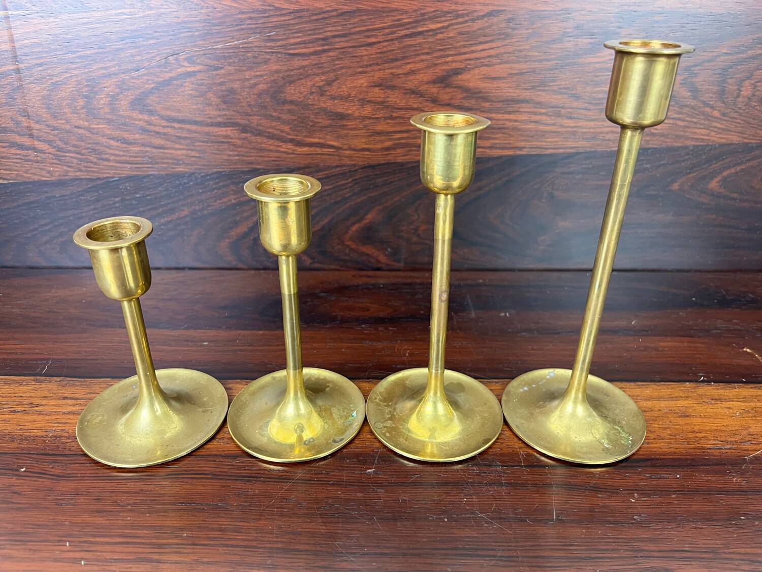 4 Scandinavian brass candlesticks from the 1960s
