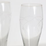 Lot de 4 flûtes à champagne en cristal ciselé