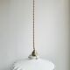 Suspension en opaline blanche avec fil doré
